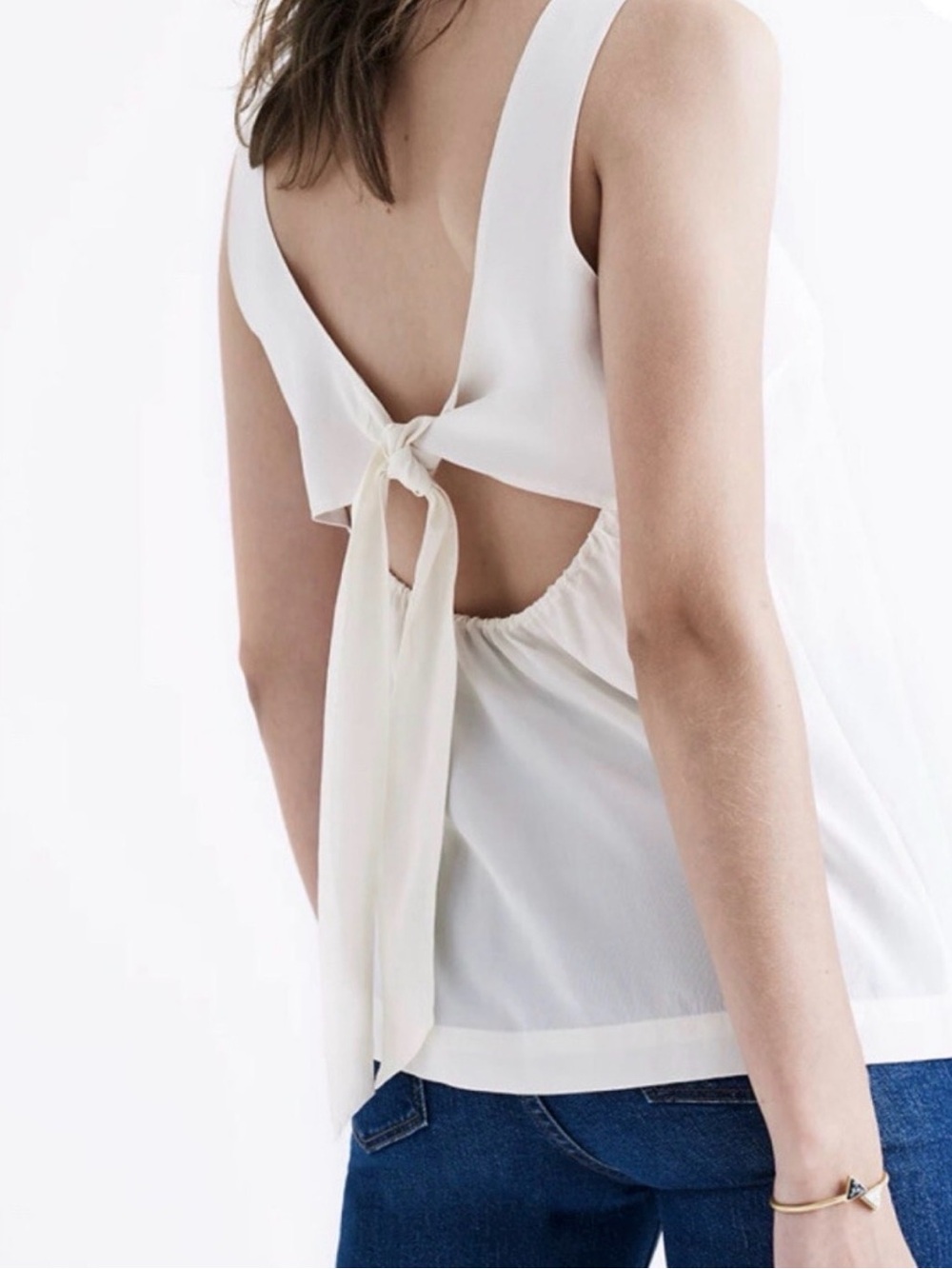 Madewell Cream Silk Tie-Back Tank